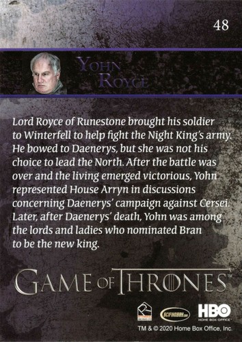 LORD ROYCE (Rupert Vansittart) / Game of Thrones Season 8 (2020) BASE Card #48 - Picture 2 of 2