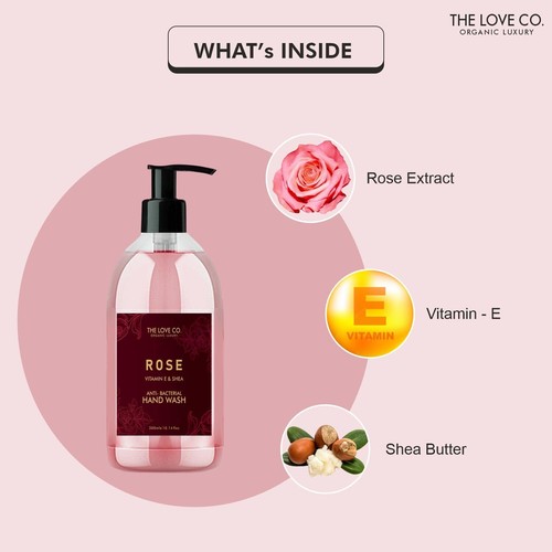 The Love Co Rose Vitamin E Und Shea Antibakteriell Handseife 300ml Pack - Bild 3 von 8