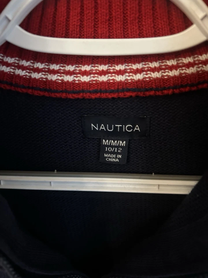 NUEVO CON ETIQUETAS ~ Suéter Nautica 1/4 Cremallera (Niños Mediano) Foto 4 de 4
