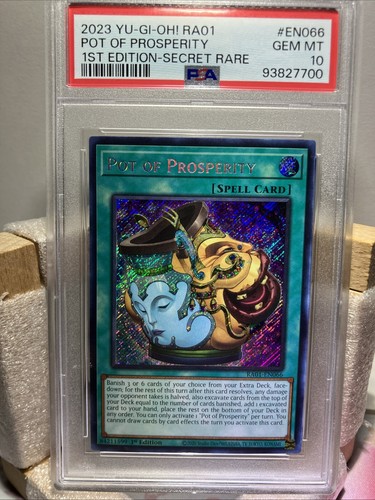 2023 Yugioh Psa 10 Pot Of Prosperity 1st Ed Secret Rare Ra01-En066 - Picture 1 of 5