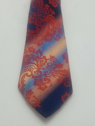 Vintage Rhodia Tie Vibrant ColorsOf Blues & Reds 100% Acetate - Picture 3 of 5