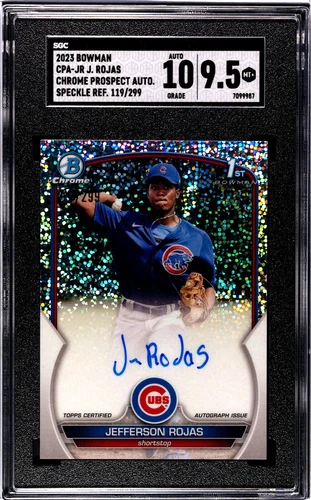 2023 Bowman Jefferson Rojas 1st Speckle Refractor /299 Auto SGC 9.5/10 Cubs