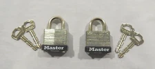 (Set of 2) Master Lock 105KA Padlocks (KEY:075) 1 Brand New & 1 Used, 4 keys