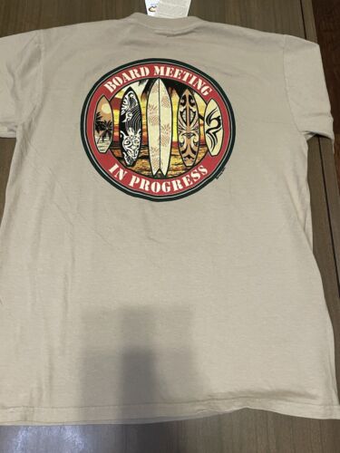 Crazy Shirts Hawaii Tee Med “Board Meeting” Tablas de Surf Kona Café Teñido Nuevo - Imagen 2 de 15