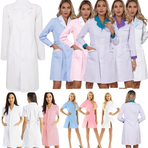 Women Doctor Dress Cosplay Costume Workwear Professional Lab Coat With Pocket - Picture 4 of 116