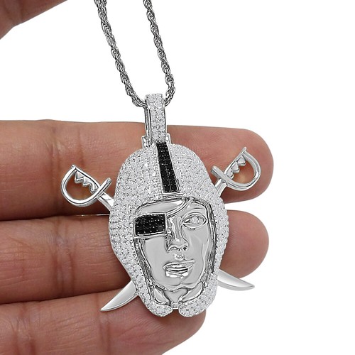 Real Sterling Silver Oakland Raiders Sports 14K Gold On 4.50 Cwt. Pendent Charm - Picture 8 of 18