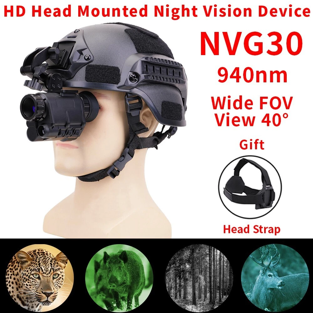 NVG30 with Helmet Night Vision Monocular Wide View 40° 940nm IR 