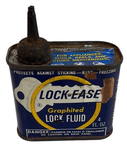 Vintage LOCK-EASE Grafite Lucchetto Fluido 4 Oz Lattina American Grease Stick ~ Muskegon, MI - Foto 1 di 5