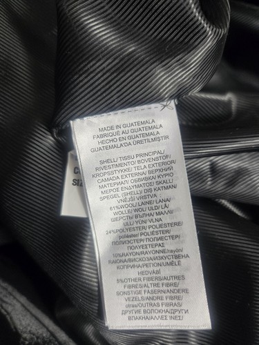 *Lauren Ralph Lauren Damen 14 Schwarz Wollmischung Mantel Lederbesatz Gürtel Neu - Bild 5 von 10