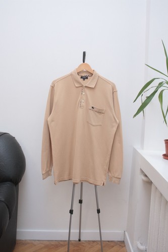 Burberry Beige Long Sleeve Polo Men's Medium