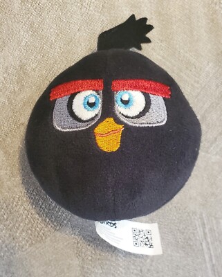 Angry Birds Mini Plush Black Bomb Bird- Burger King Collectible Video Game Plush