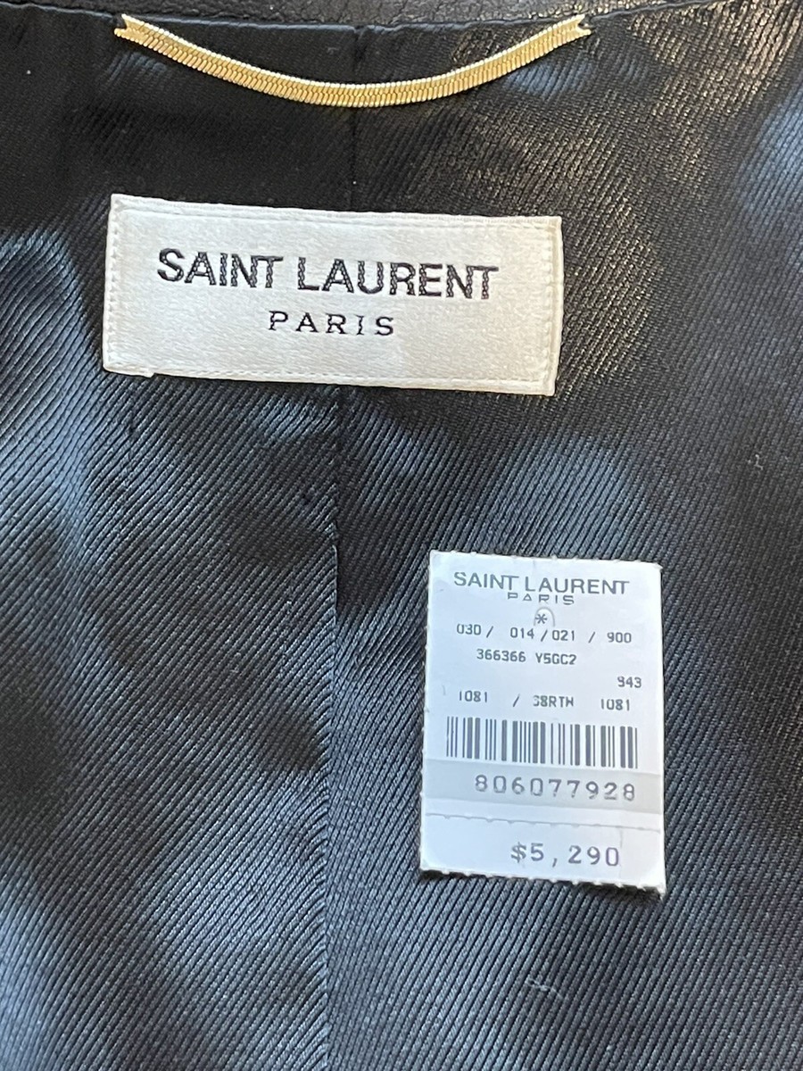 Saint Laurent Black Studs motorcycle leather jacket YSL Size 38