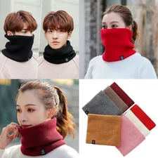 Neck Warmer Scarf Soft Double Layer Knit Loop Fleece for Women Men Warm Winter
