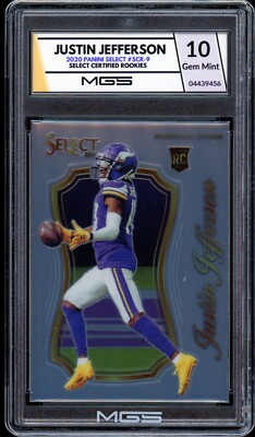 mgs graded cards 2020 Panini Select Justin Jefferson RC #SCR-9 MGS Graded 10 Gem Mint Rookie  Card