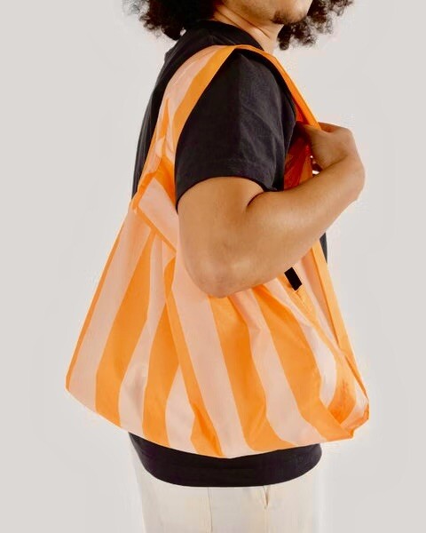 BAGGU ripstop nylon Daypack in Neon orange OG BAGGU Packable Backpack | Posy Handpicked Goods main image 3