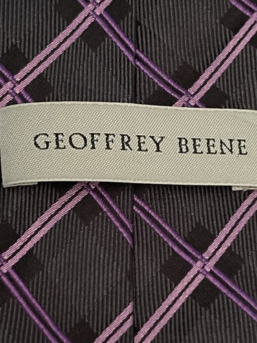 Geoffrey Beene Black Purple Pink Hand Made 100% Silk Mens Neck Tie Made In China - Picture 8 of 9