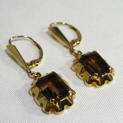 585 Gold Ohrringe mit Violett-Braune Spinelle Ohrringe 585 Gold / CU 309(37)