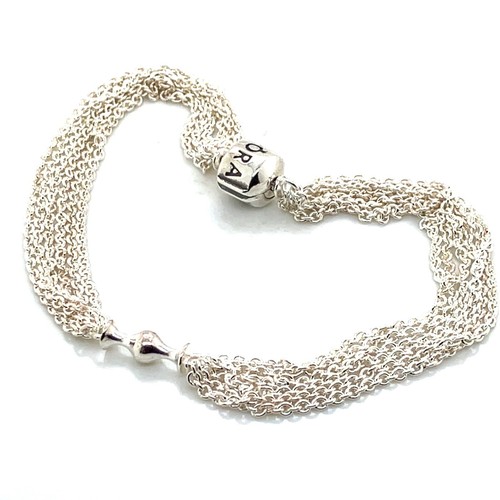 Genuine Pandora Stg Silver Multi-Strand One Station Clip Bracelet 23cm 591701-23 - Picture 8 of 9