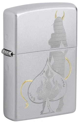 Zippo 48658, Devilish Ace of Spades Design, Satin Chrome Finish Lighter,