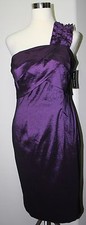 NEW Jessica Howard Plum 12 Ruffle One-shoulder Neck Pleated Dress JM1M4007