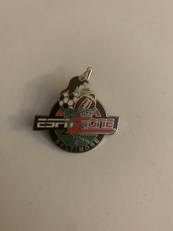 ESPN Zone Baltimore Collectible Lapel/Hat pin, multicolor sports balls displayed
