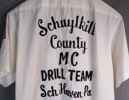 Camisa de Trabajo Equipo MC Drlll Motocicleta Condado Schuylkill Años 70 De Colección L Sch.Haven, PA - Imagen 3 de 7