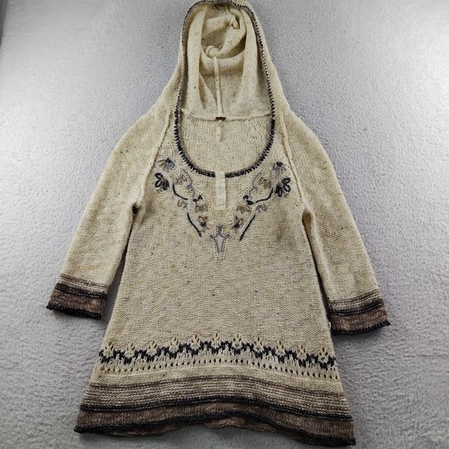 Free People Baja Sweater Hooded Tunic Women's Size XS Boho Beach Festival