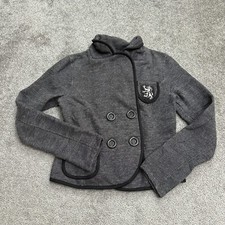 J.J Basic Coat Jacket Boys Kids Small Dark Gray Double Breasted Collared School