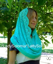 Mint Catholic veil/ Christian mantilla/ Latin Mass Veil/ Circle church veil