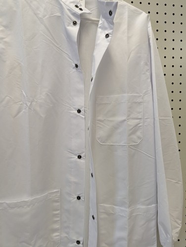 Fashion Shield Healthcare Adult Size S White Snap Front Long Lab Coat Cuffed - Picture 7 of 8
