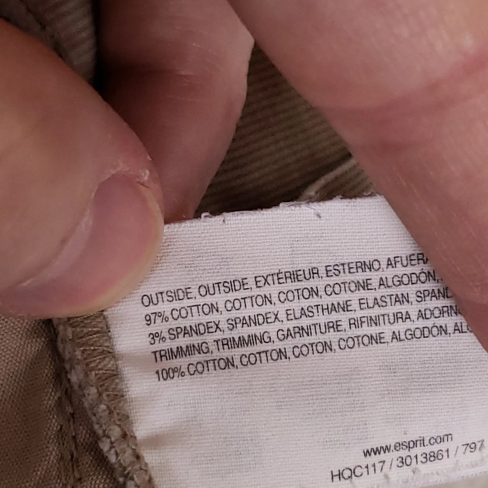 Брюки хаки Esprit размер 4 бежевые обычный крой эластичные повседневные классические софткор богемное - Изображение 4 из 4