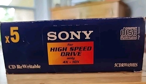 Sony CD RW Rewritable Disc 5 Pack 650 MB 5CDRW650HS High Speed Drive 4X-10X NEW - Photo 5/7