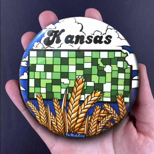 Retro Kansas Map Magnet Handmade Retro Art Gift Decor Souvenir 3.5" - Picture 10 of 18