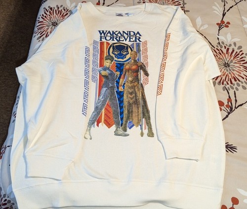 NWT Marvel Black Panther Wakanda Forever Sweatshirt/ Cream/ Large - Picture 5 of 5