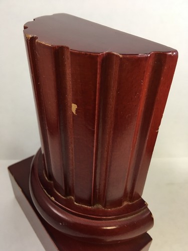 Fermalibri a colonna romana rossa in legno dipinto colonna toscana vintage - Foto 4 di 12