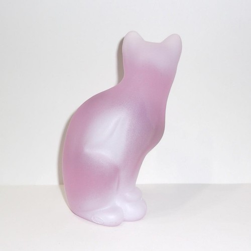 Fenton Glass Pink Opal Hummingbird Stylized Cat Figurine Ltd Ed #12/24 K Barley - Picture 3 of 6