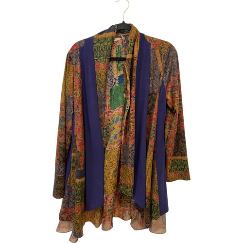 Weiche Umrandung Jacke Damen M drapiert vorne Izmur Topper Cardigan bunt