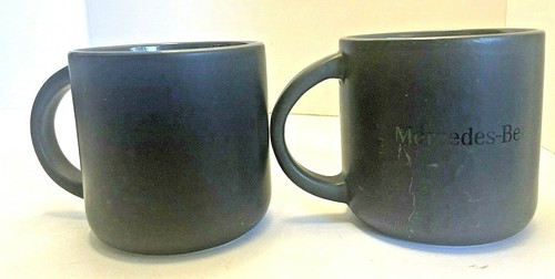 Lot of 2 Mercedes Benz Logo Car Coffee Tea Mug's Ceramic Cup Black on Black - Imagen 2 de 7