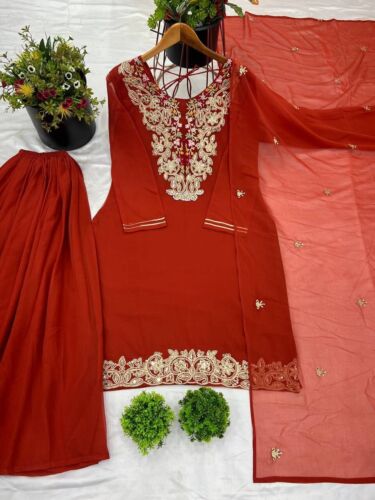 SALWAR KAMEEZ DUPATTA WEDDING GEORGETTE INDIAN BOLLYWOOD DRESS PARTY WEAR - Picture 5 of 8