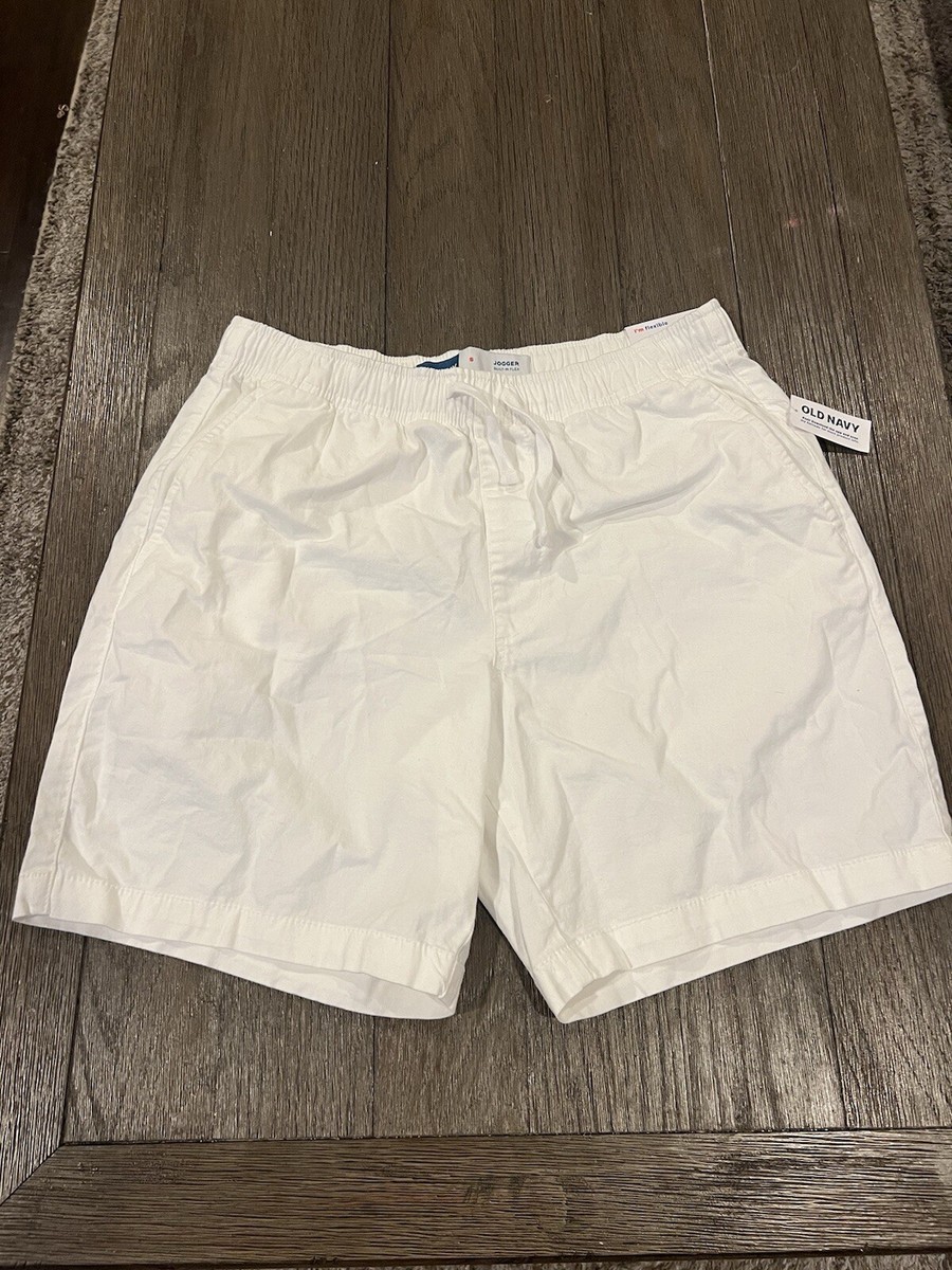 Men's Old Navy Drawstring Jogger Shorts Cotton White Small