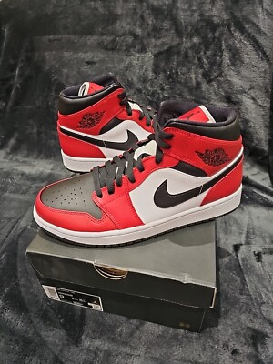 UK Size 8 - Nike Air Jordan 1 Mid Chicago Black Toe 554724 069