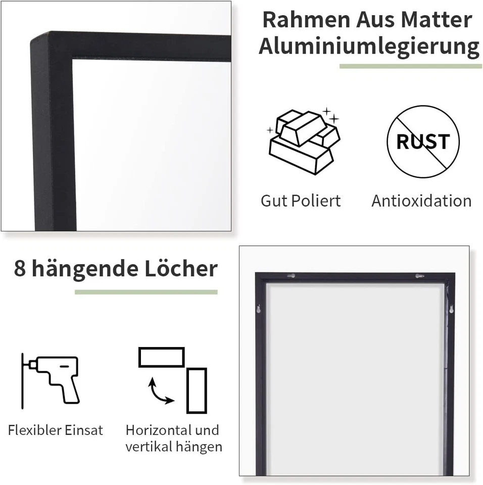 Standspiegel Spiegel Minimalistisch Solide 53x163cm Ganzkörper Schwarz B1236 - Bild 4 von 4