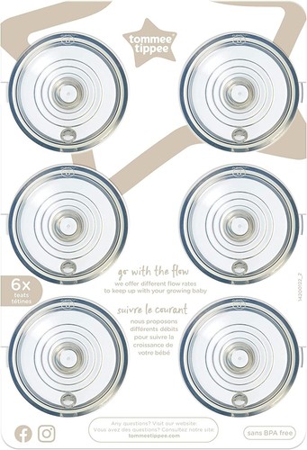 Tommee Tippee Closer to Nature Baby Bottle Teats Medium Flow, Pack of 6