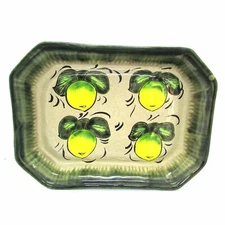  Serving Dish Plate Dancing Lemons Design Mexico Pottery Red Ware Rectangle 10X8