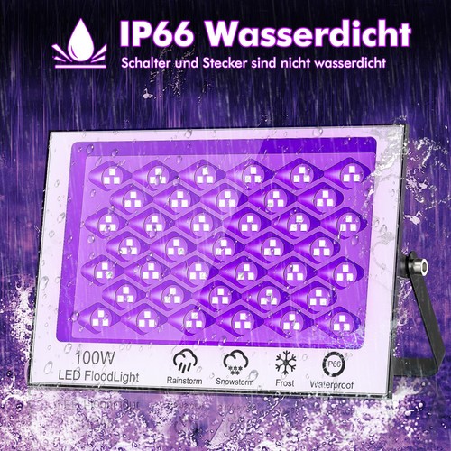 100W LED UV Schwarzlicht Strahler Fluter Wasserdicht Scheinwerfer Party Dekor DE - Bild 9 von 25