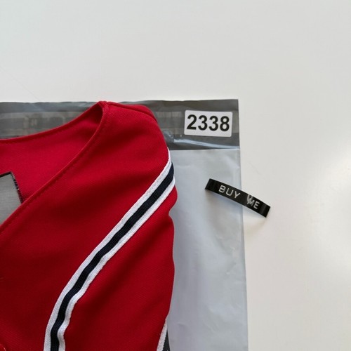 Majestic MLB Atlanta Braves Button Up Jersey Small Blank Red Sewn Logo Baseball - Picture 10 of 10