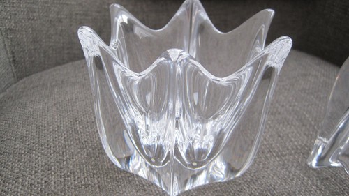 ORREFORS SWEDEN 6 POINTS BELLE TULIP VASE OR CANDLEHOLDER LOT 2 PCS - Picture 10 of 11