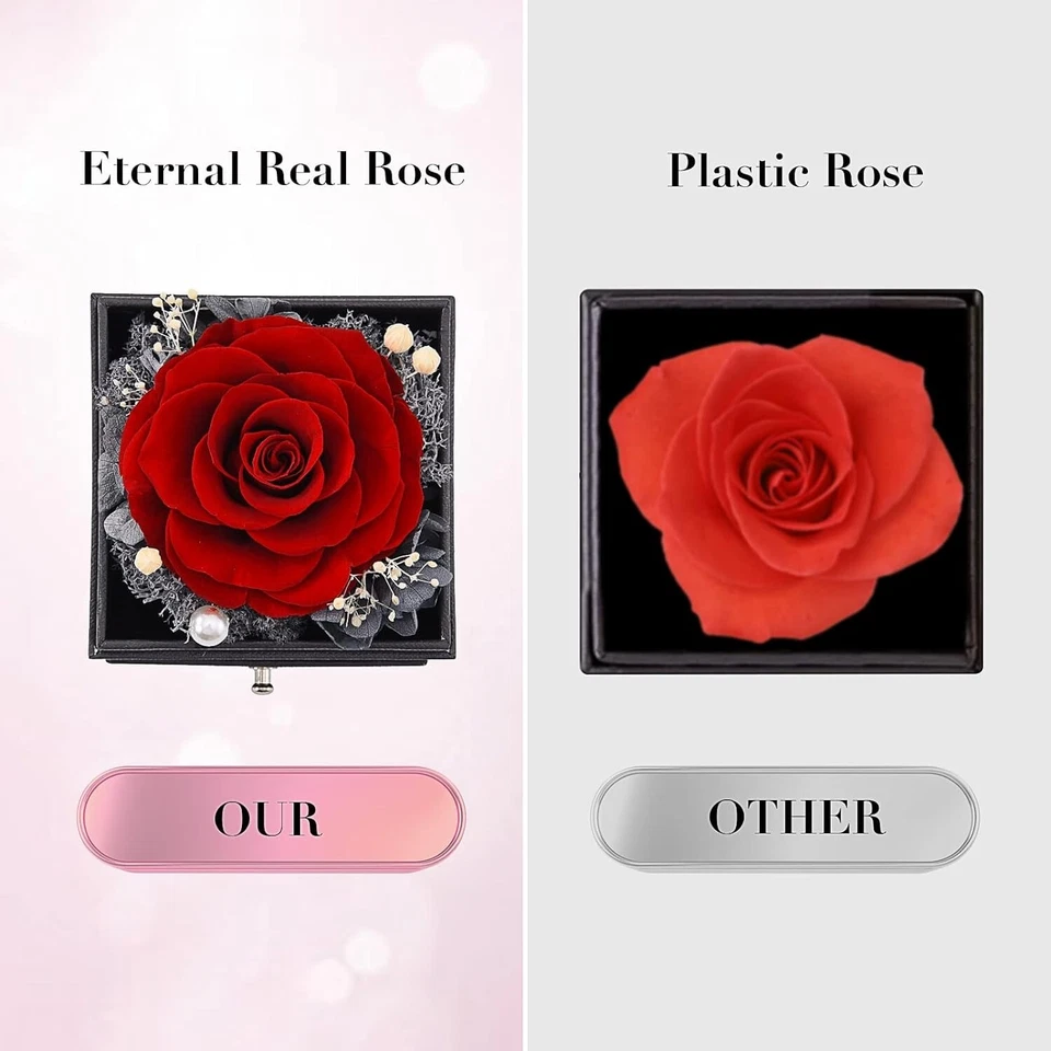 Rosa Roja Preservada Con Collar De Corazón Regalos Para Mujer La Novia En Oferta Foto 3 de 4