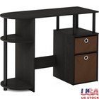 Compact Computer Study Desk W/ Storage Bins Office Dorm Room Ergonomic Design Us