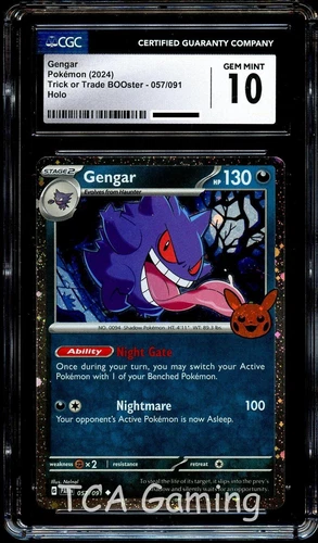 CGC 10 GEM MINT Gengar 057/091 COSMOS HOLO Trick or Trade Pokemon Card
